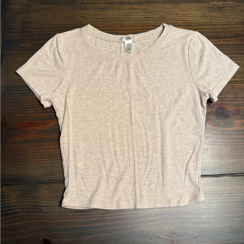 Bozzolo Beige Ribbed Crop Top